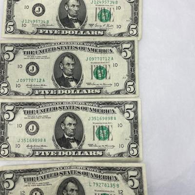 Lot of 5 1969 $5 bills