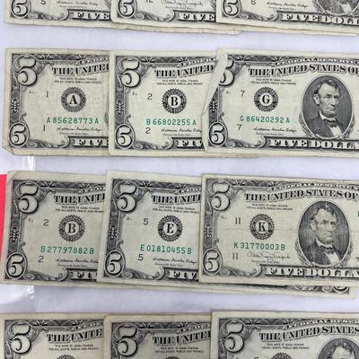 Lot of 12 1988 $5 bills