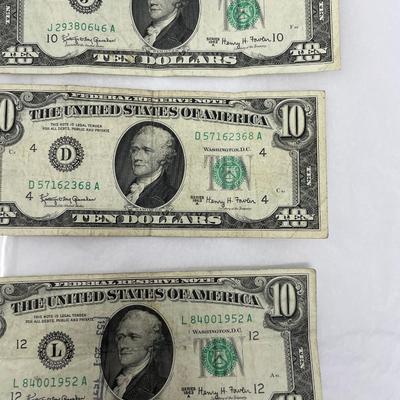 1963 $10 bill lot of 3