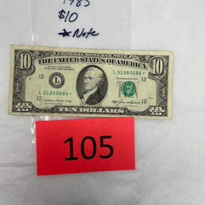 1985 $10 Star Note Bill