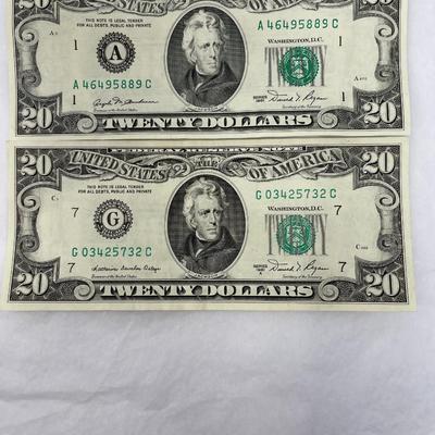 1981 $20 bill UNC Lot of 2