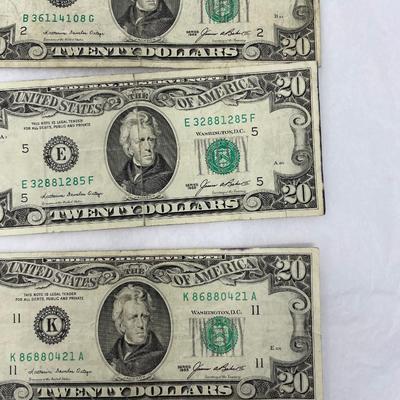 1985 $20 bill Lot of 3