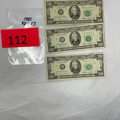 1985 $20 bill Lot of 3