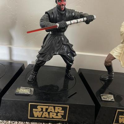 3 Pack STAR WARS DARTH MAUL Qui-Gon Jinn Action Figure - 1999 Rare Banks