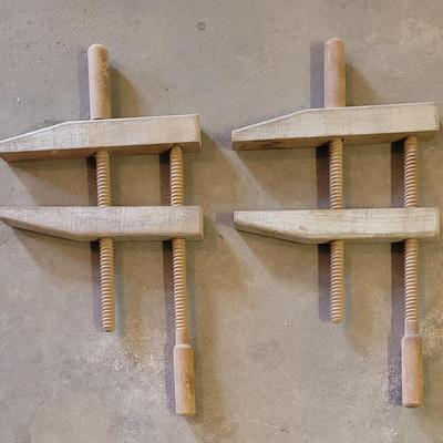 Set of (2) Wooden Woodworking Handscrew Clamp