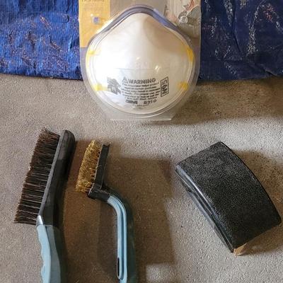 Wire Brushes, Sanding Block and Respirator Masks