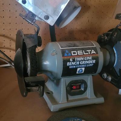 6" Thin-Line Bench Grinder with Flexible Lamp