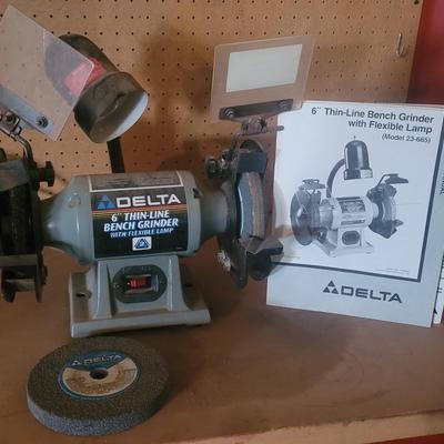6" Thin-Line Bench Grinder with Flexible Lamp
