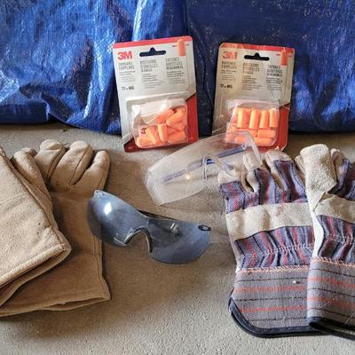 Work Gloves (2), Safety Glasses (2), and Ear Plugs