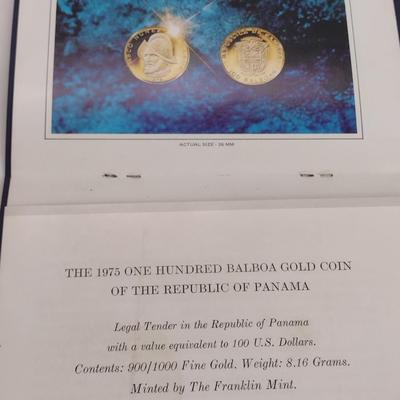 1975 Bermuda $100 Gold Balboa Panama Proof Coin 8.16 Grams 90% Fine Gold (#234)
