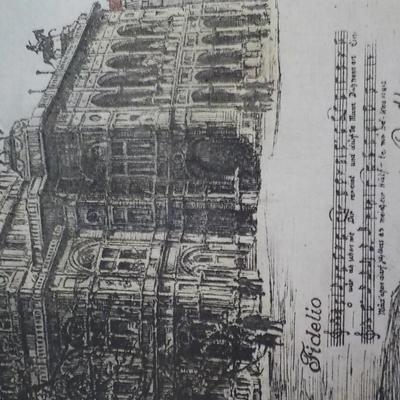 Original Vienna Opera House Sketch 1955 restored Blg. for Beethoven's Fidelio.