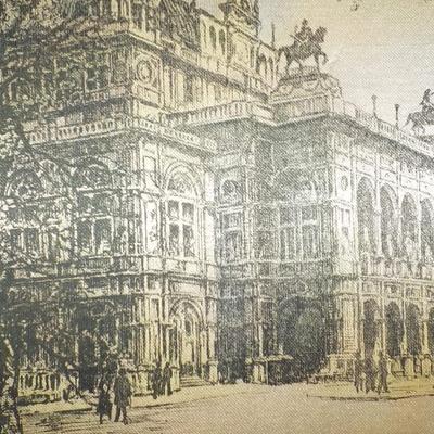 Original Vienna Opera House Sketch 1955 restored Blg. for Beethoven's Fidelio.
