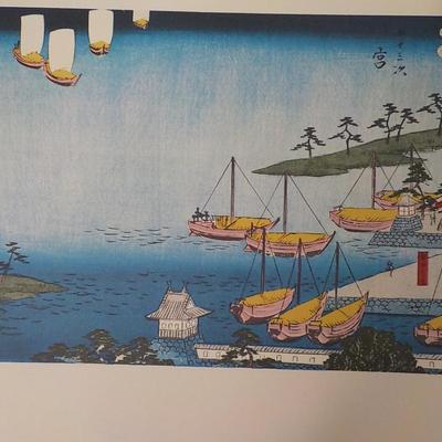 Japanese Wood Block prints from Japan's master pieces. 14 x 9 in.
