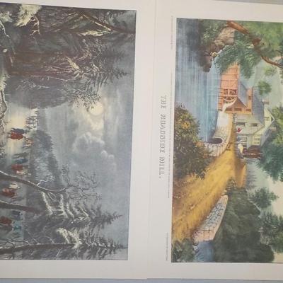 2 Original and real " Currier & Ives " prints of classic's.