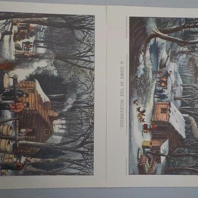 2- Real Currier & Ives prints (2) from famous paintings.