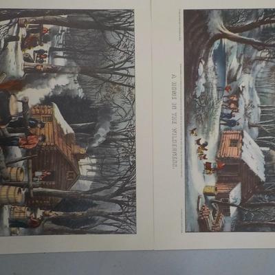 2- Real Currier & Ives prints (2) from famous paintings.