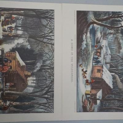 2- Real Currier & Ives prints (2) from famous paintings.