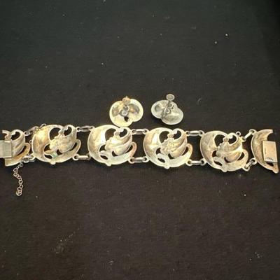Lot 1021 sterling bracelet and earrings