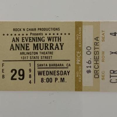 Anne Murray ticket Arlington Theatre 02/29/84