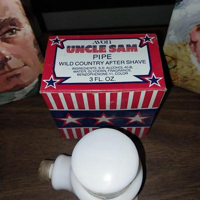 VINTAGE THOMAS JEFFERSON-BENJAMIN FRANKLIN AND UNCLE SAM PIPE AFTER SHAVE