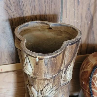 Ceramic Bamboo Planter/Vase & Gourd Hanging Planter