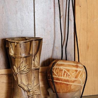 Ceramic Bamboo Planter/Vase & Gourd Hanging Planter