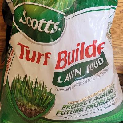Turf Builder, Seven Insecticide, and Mushroom Compost