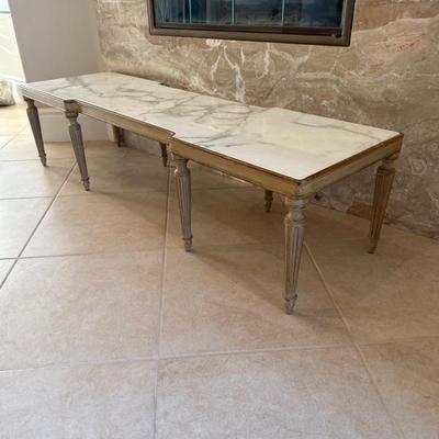 Lot 378 Marble topped, eight legged table