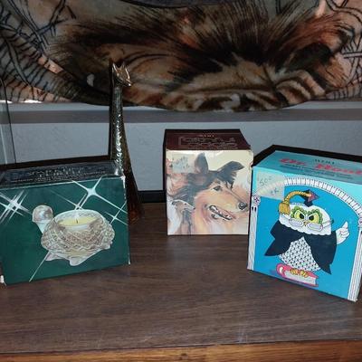 VINTAGE GIRAFFE-SPARKLING TURTLE CANDLE-FAITHFUL LADDIE AND DR HOOT