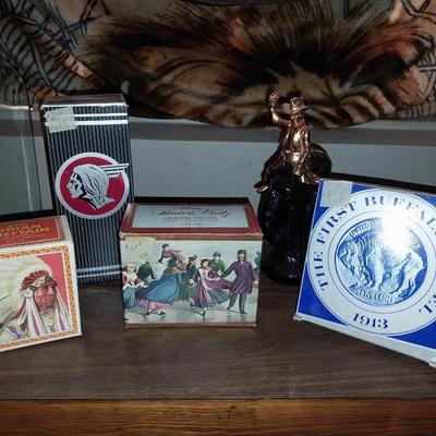 VINTAGE INDIAN CHIEF HAIR LOTION-SKATERS WALTZ "CHARISMA' COLOGNE-FIRST BUFFALO NICKEL-