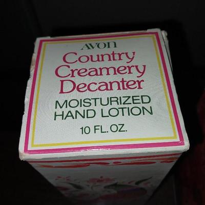 VINTAGE PEACHS SOAP JAR-CREAMERY HAND LOTION-CHAMPAGNE BOTTLE PERFUME-LADY SLIPPER
