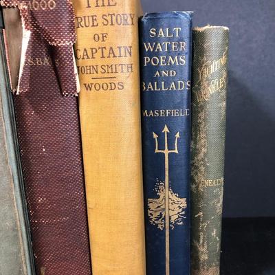 LOT 4D: Antique Nautical Books - E.S. Bates' Touring in 1600 (1912), John Masefield's Salt Water Poems & Ballads (1916), Captain A.J....