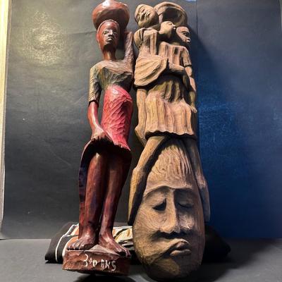 LOT 41L: Haiti Souvenirs - Wooden Statues, VHS & T-shirt