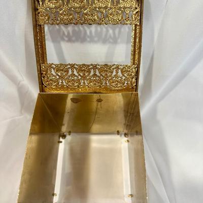 Vintage Gold Tone Floral Kleenex Cover