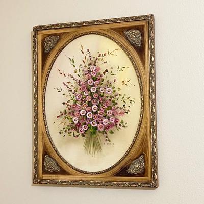 Signed Original Framed Floral Canvas Painting