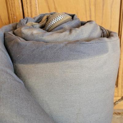 Vintage Sleeping Bag, Flashlight, and Lantern