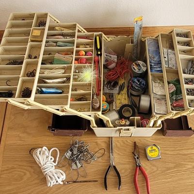 Tackle Box filled with Tackle, Line, Weights, and Much More