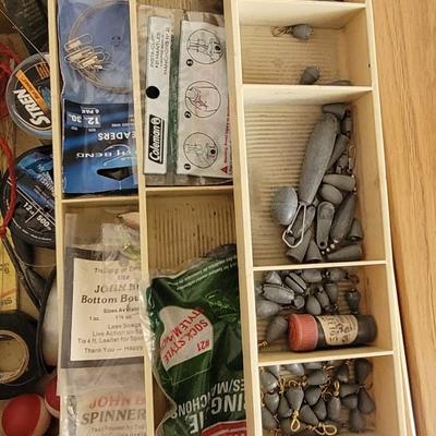 Tackle Box filled with Tackle, Line, Weights, and Much More