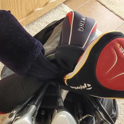Taylor Made Golf Bag filled with Great Clubs, Gold Balls, & Tees