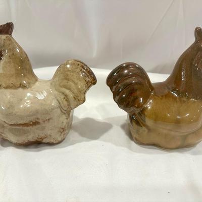 Vintage Ceramic Glazed Chickens