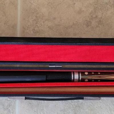 Pool Stick with Mother of Pearl Design &Case