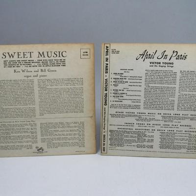 Sweet Music Ken WIlson Bill Green Organ and Piano & April in Paris Victor Young and his Singing Strings Decca LP Records