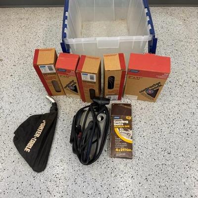 lot 1176 portable cable belt sander with plastic container