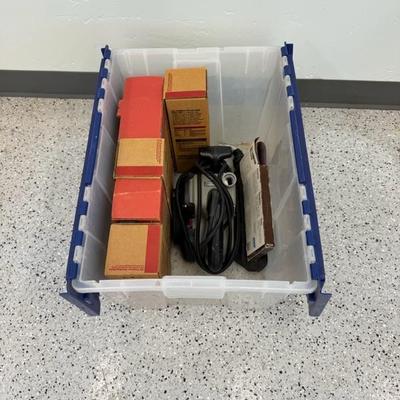 lot 1176 portable cable belt sander with plastic container