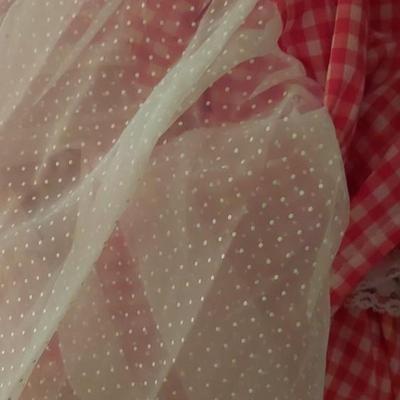 Vtg 1960s Red Gingham Prairie Maxi dress Lacs Satin Ribbons