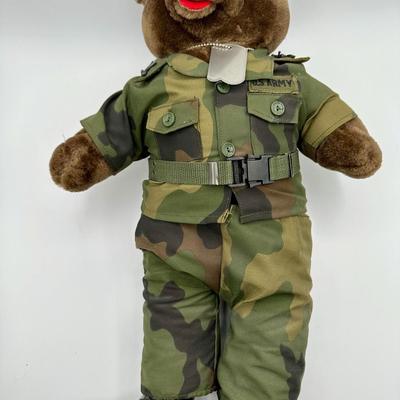 Large Vintage Bear Forces of America 1989 â€œArmyâ€ Bear IRA Green Camo