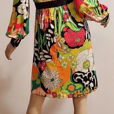 Vtg 60s Timeless Flower Power Creation by Marion Rigney Ltd dress