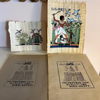 2 Vintage Egyptian Classic Papyrus Paintings