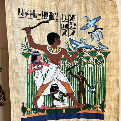 2 Vintage Egyptian Classic Papyrus Paintings