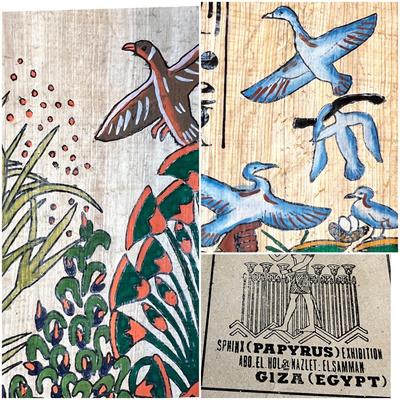 2 Vintage Egyptian Classic Papyrus Paintings
